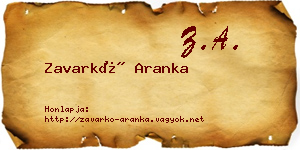 Zavarkó Aranka névjegykártya