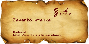 Zavarkó Aranka névjegykártya