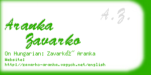 aranka zavarko business card